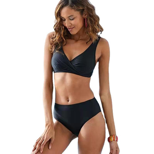 Damen Hochtailliertes Bikini-Set mit Wickeloberteil EB