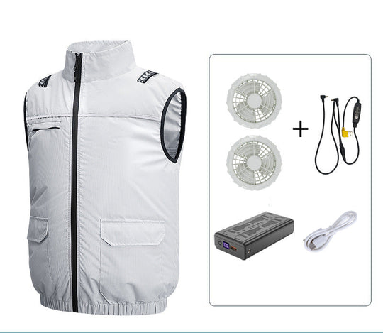 Unisex nan leichte kühlende Arbeitsweste mit integrierten Ventilatoren und externem Akku EB