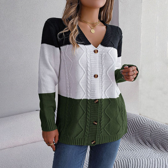 EB | Farbblock Strickjacke mit Modischem Stil