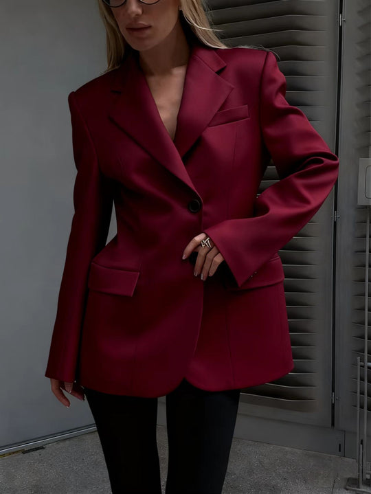 Damen Oversized Longblazer mit betonter Schulterpartie und Pattentaschen EB
