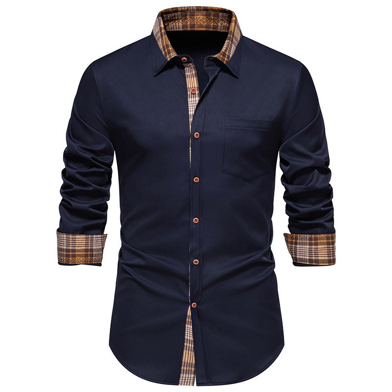 Herren Elegantes Langarmhemd mit Kontrastdetails EB