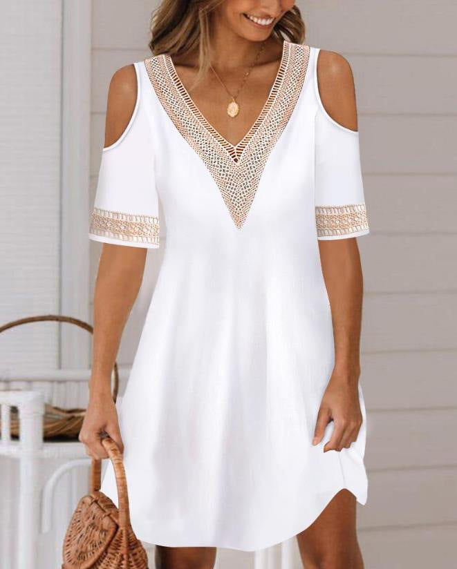 Damen Freizeitkleid mit Spitzenverzierungen EB