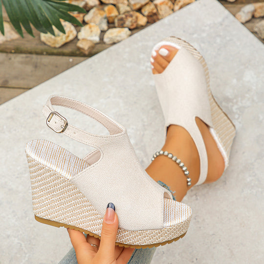 Damen Wedge-Sandalen mit modischem Camouflage-Design und komfortablem Fußbett EB