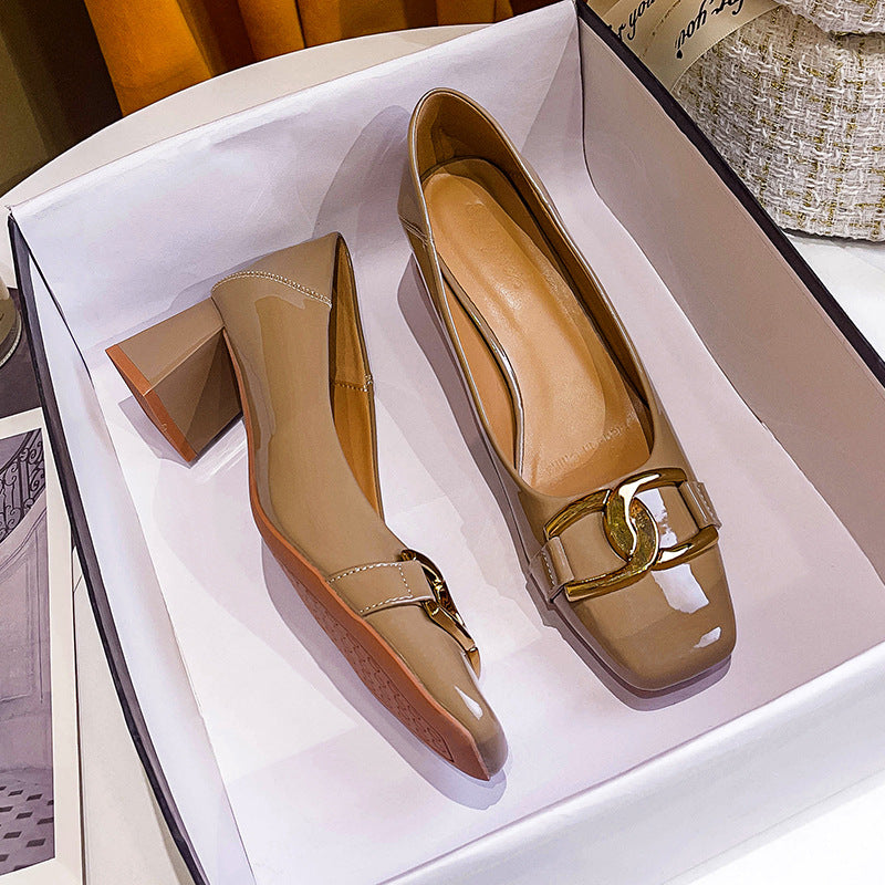 Damen elegante Blockabsatzschuhe mit modischem Schnallenakzent EB