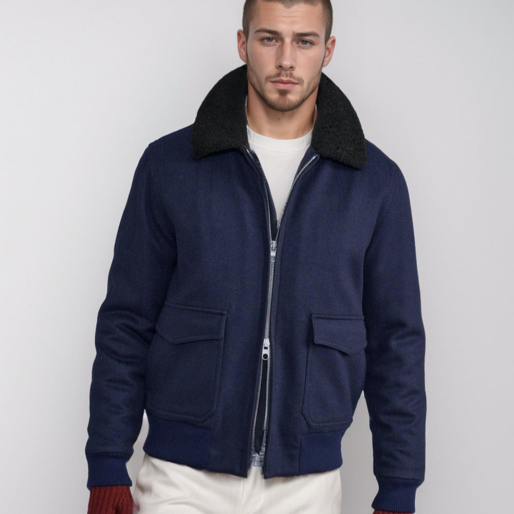 Herren warme Fleecejacke mit Stehkragen und praktischen Taschen EB
