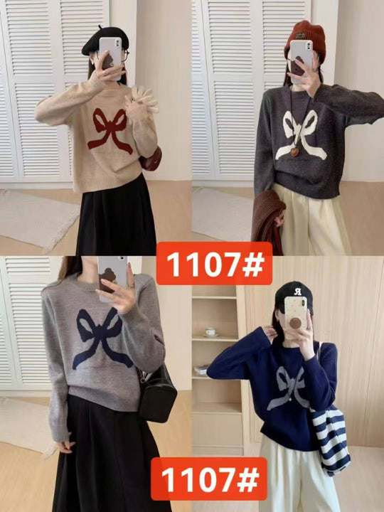 Damen Kuscheliger Pullover mit verspieltem Schleifenmotiv und weitem Schnitt EB