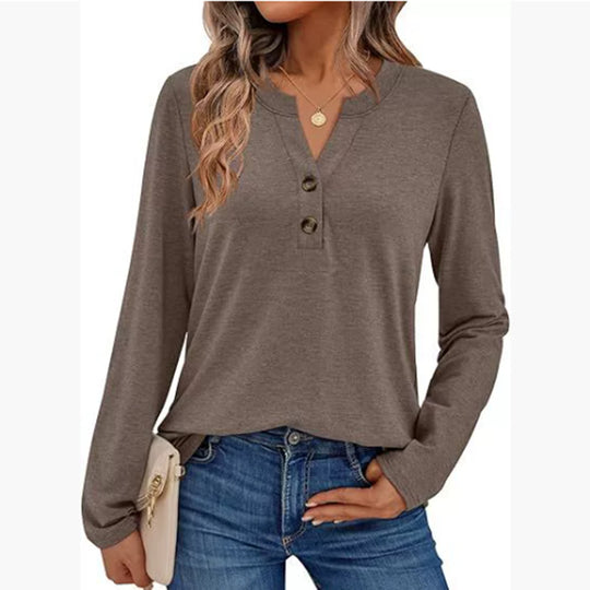 Damen Langarmshirt mit Knopfdetails EB