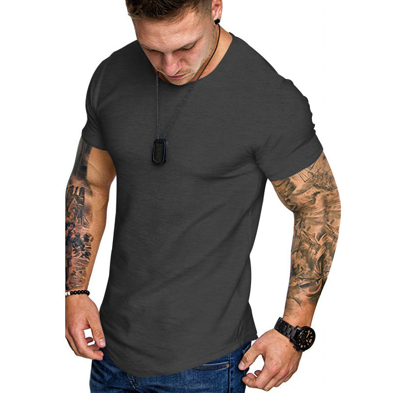 Herren figurbetontes Kurzarm-T-Shirt aus hochwertiger Baumwolle mit Rundhalsausschnitt und bequemen Schnitt EB