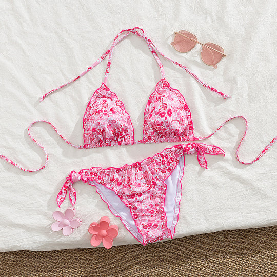 Damen floral gemusterter Triangel-Bikini EB