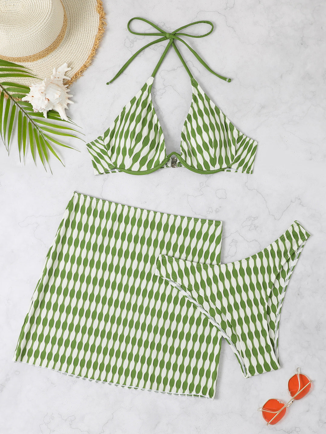 Damen Triangel-Bikini mit stylischem Wickelrock EB