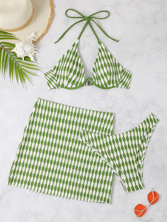 Damen Triangel-Bikini mit stylischem Wickelrock EB