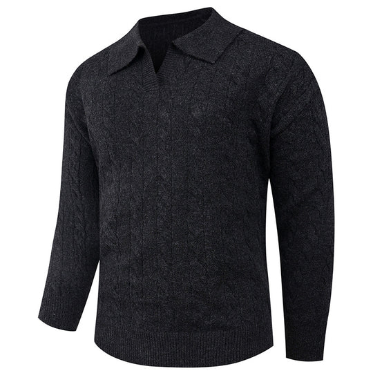Herren eleganter Strickpullover mit modernem Zopfmuster EB
