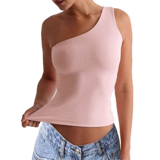 Damen asymmetrisches Trägershirt aus elastischem Material EB