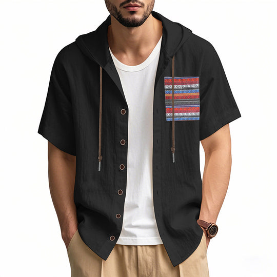 Herren leichtes Kapuzenshirt mit buntem Muster und strukturierter Oberfläche EB