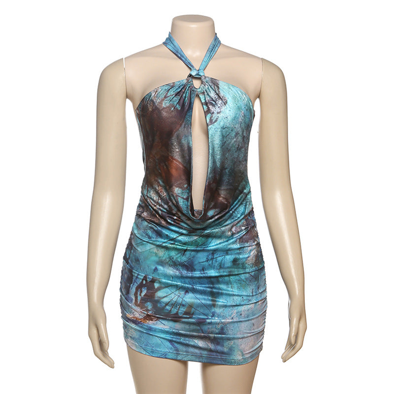 Damen Mini Kleid mit schickem Wickeldesign und tiefem Ausschnitt EB