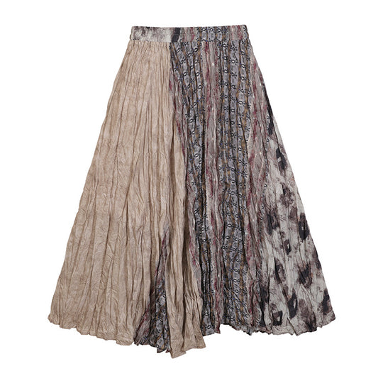 Damen  fein gefalteter Midirock mit Vintage Blumenprint und elastischem Taillenbund EB