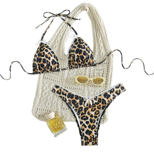 Damen modern geschnittenes Bikini-Set mit Schlangenmuster EB