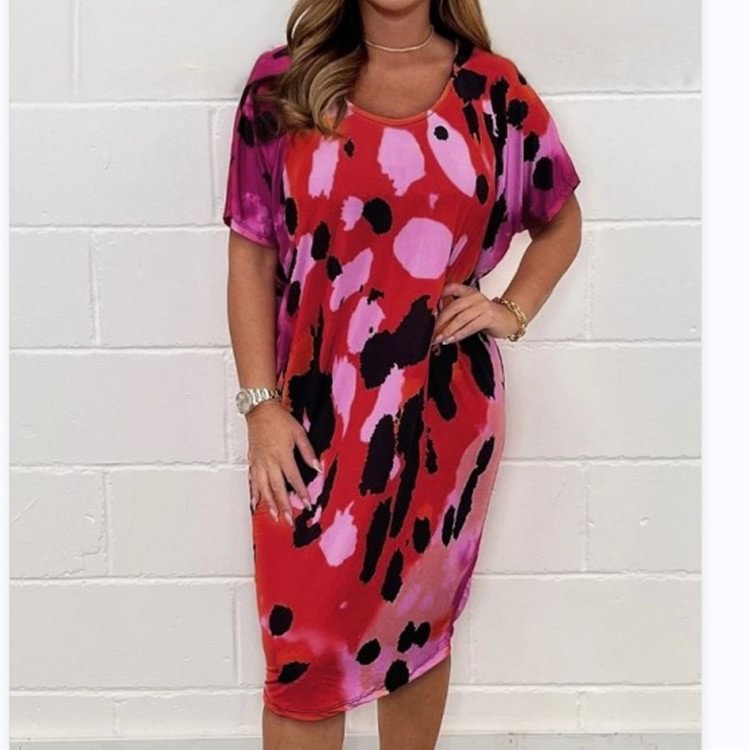 Damen Midikleid mit modernem Animal-Print und weichem Stretchmaterial EB