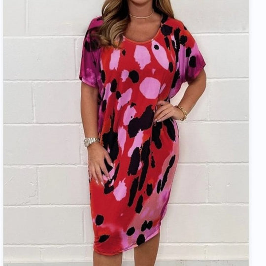 Damen Midikleid mit modernem Animal-Print und weichem Stretchmaterial EB