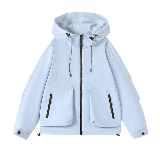 Herren technische Softshell-Kapuzenjacke mit wasserabweisender Membran, großen Fronttaschen und verstellbarem Kordelzug EB