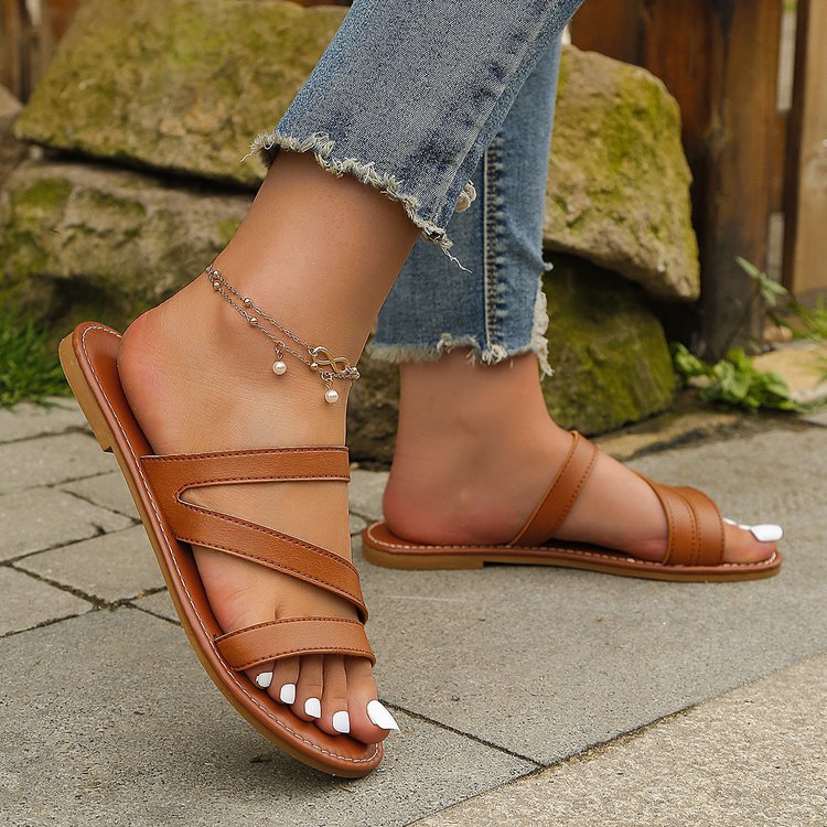 Damen Komfortable Riemensandalen mit mehreren geflochtenen Riemen EB