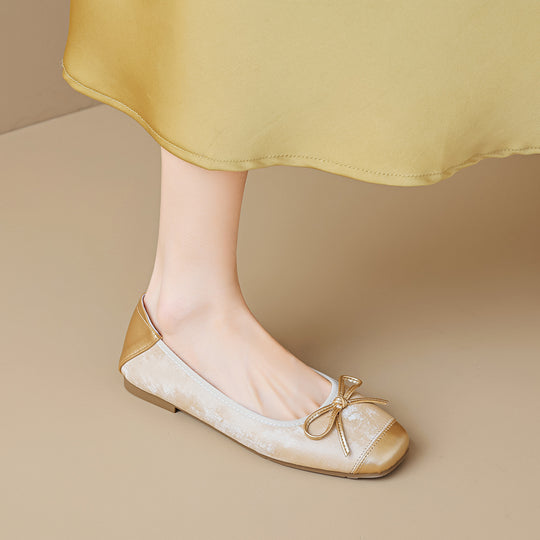 Damen Ballerinas mit schimmerndem Schleifenakzent EB