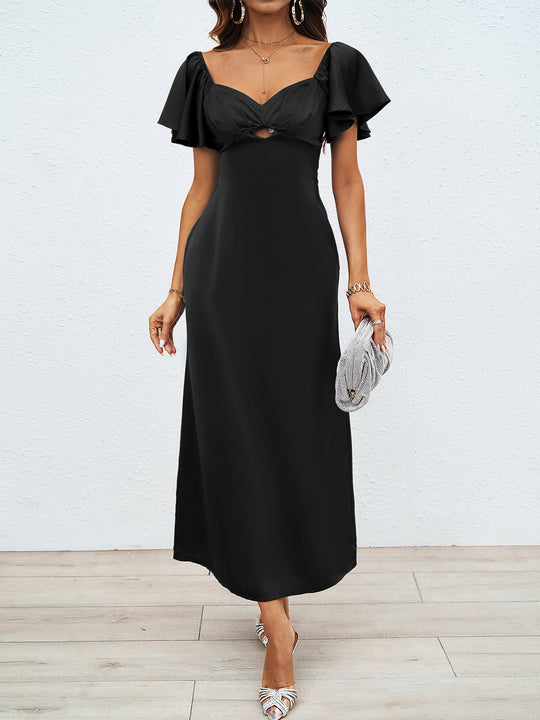 Damen Maxikleid mit schulterfreiem Design und eleganten Rüschendetails EB