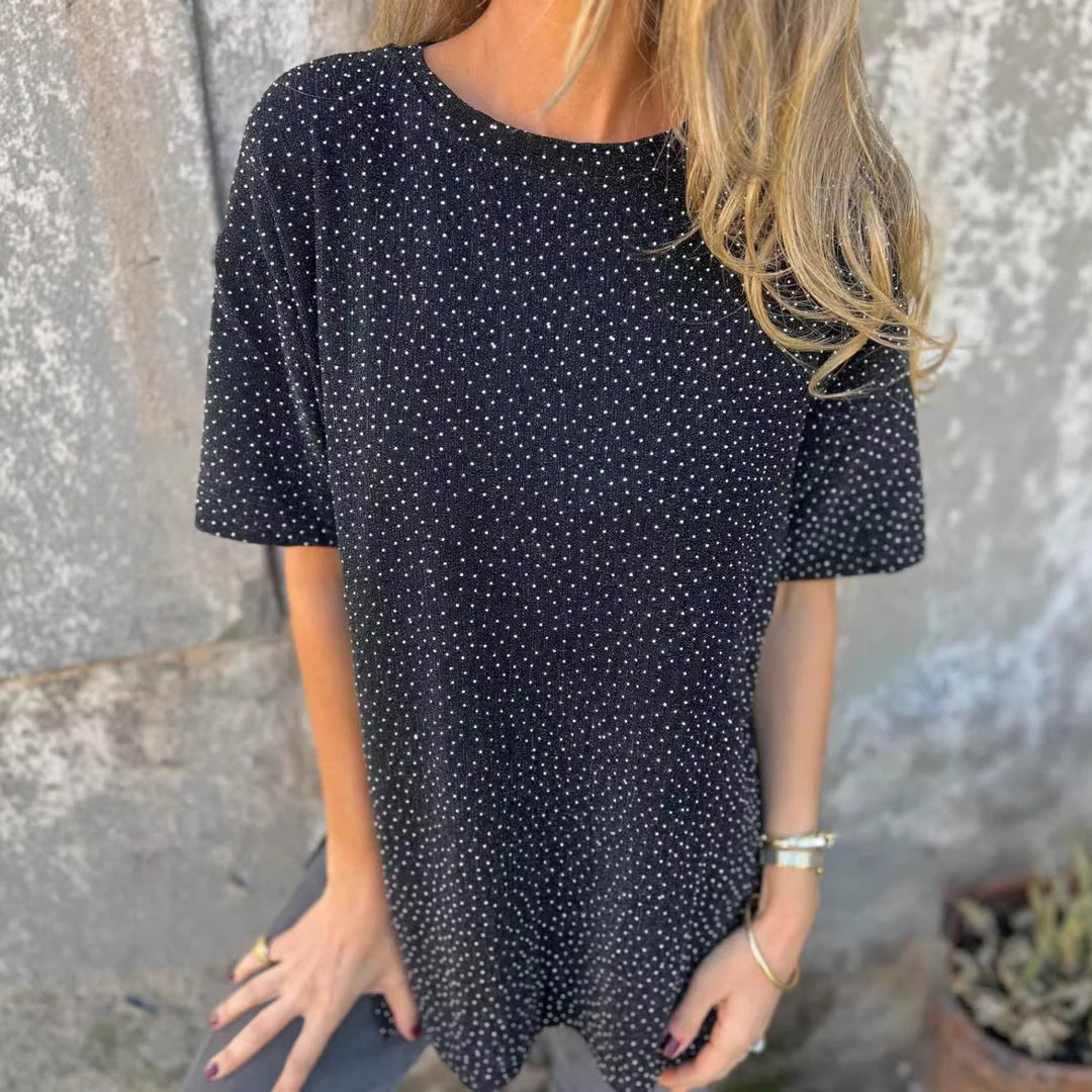 Damen Oversized T-Shirt mit Glitzersteinchen und lässigem Schnitt EB