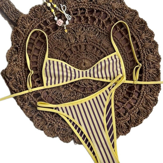 Damen Zweiteiliger Bikini mit elegantem Streifenmuster EB