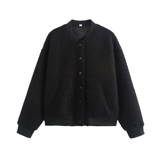 Damen Fleecejacke mit strukturiertem Stoff und praktischem Knopfverschluss EB