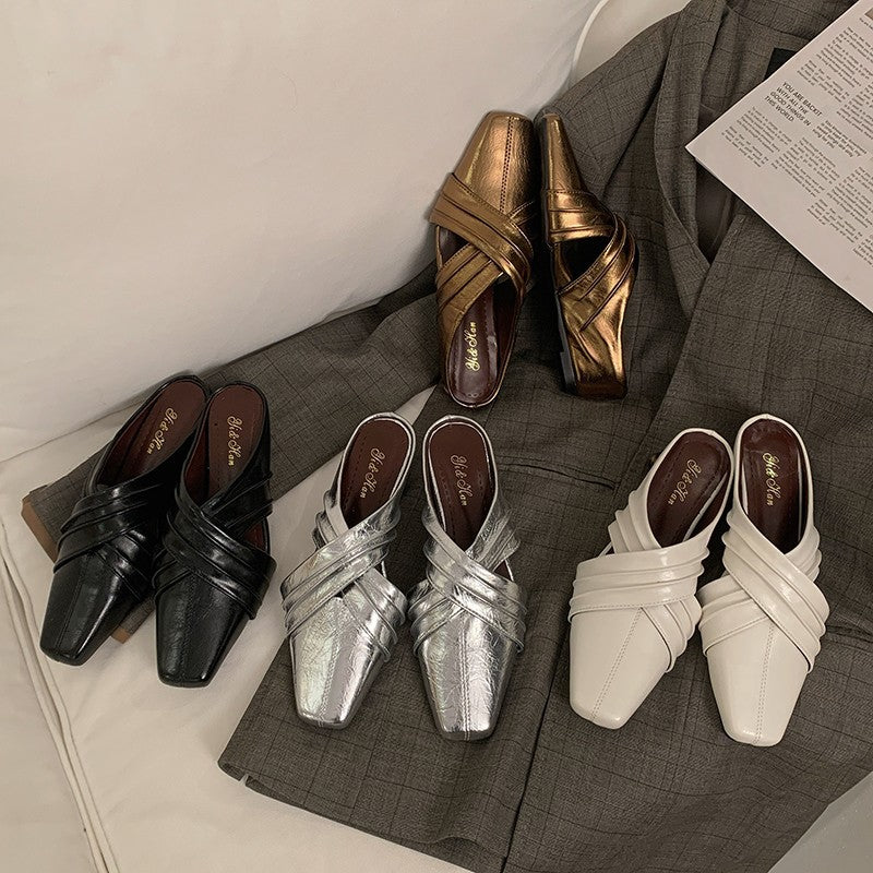 Damen elegante Mules mit geschwungenem Design EB