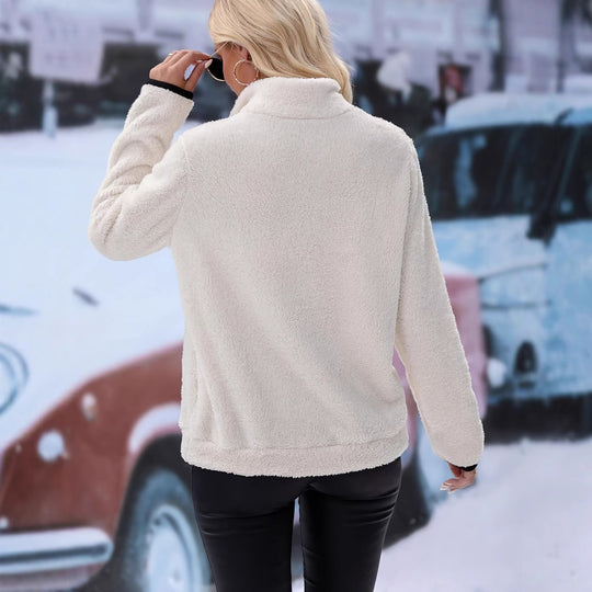 Damen Fleece-Pullover mit Stehkragen und Reißverschluss EB