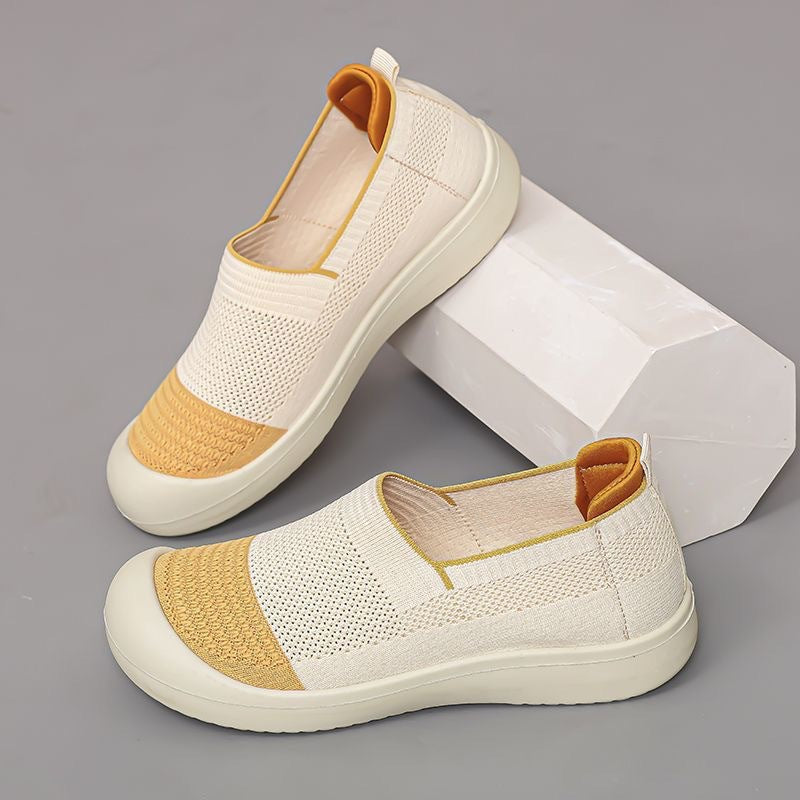 Damen Modische Slip-On Sneakers mit atmungsaktiver Oberflächenstruktur und gepolsterter Sohle EB