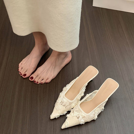 Damen Elegante Slipper mit floralem Stickdesign EB