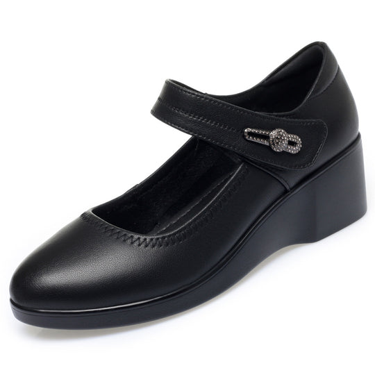 Damen klassischer Mary Jane Pumps mit modischem Riemen und bequemem Blockabsatz EB