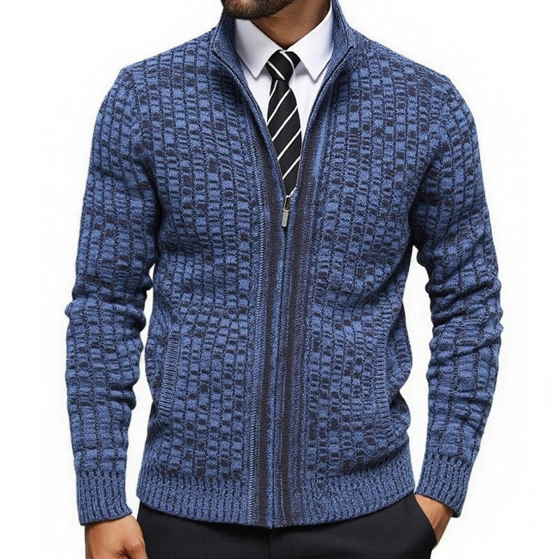 Herren strukturierte Strickjacke mit eleganter Zip-Front EB