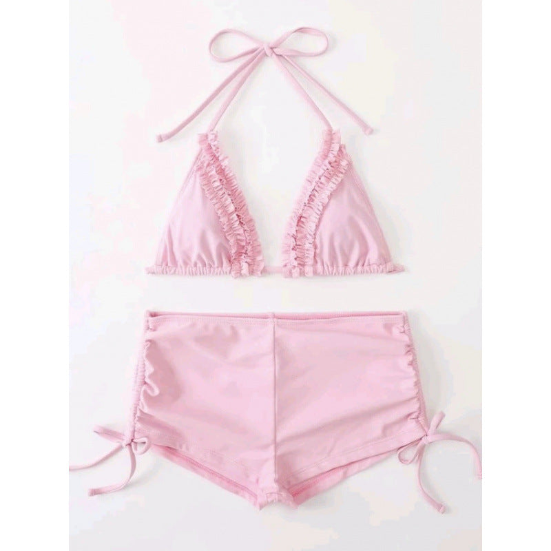 Damen Badeanzug-Set mit Rüschen und verstellbaren Bindebändern EB