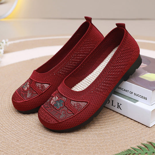 Damen Bequeme Ballerinas mit floralen Stickereien EB