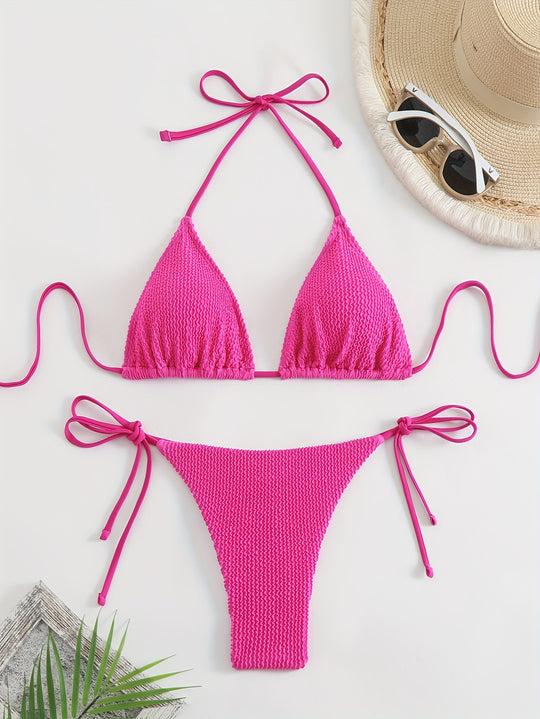 Damen Triangel-Bikini-Set mit verstellbaren Bindebändern EB