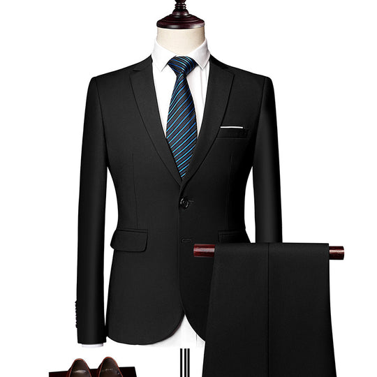 Herren nan Slim-Fit Einreiher-Anzugset mit Ein-Knopf-Sakko, schmaler Anzughose mit Bügelfalte und elastischem Stretchgewebe EB