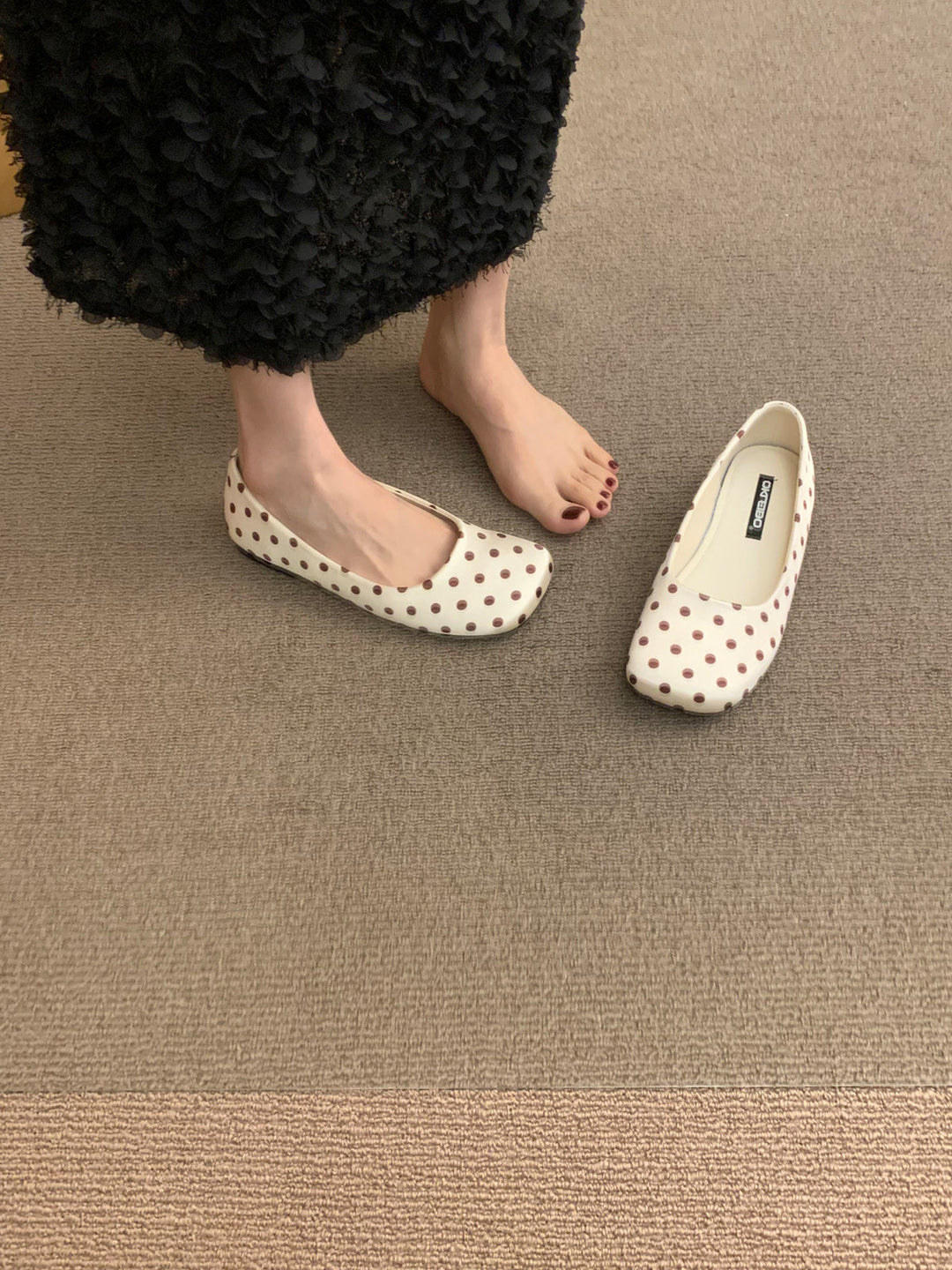 Damen Bequeme Ballerinas mit modischem Punktemuster EB