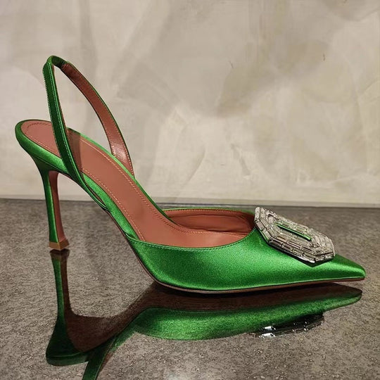 Damen Glamouröse Slingback High Heels mit funkelndem Schmuckdetail EB