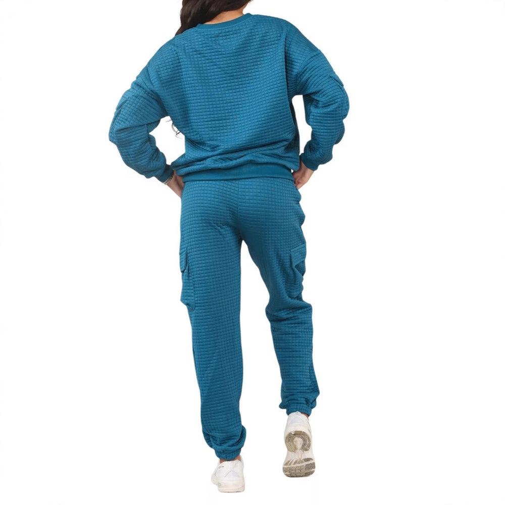 Damen Lässiges Freizeit-Set mit weichem Strukturstoff EB