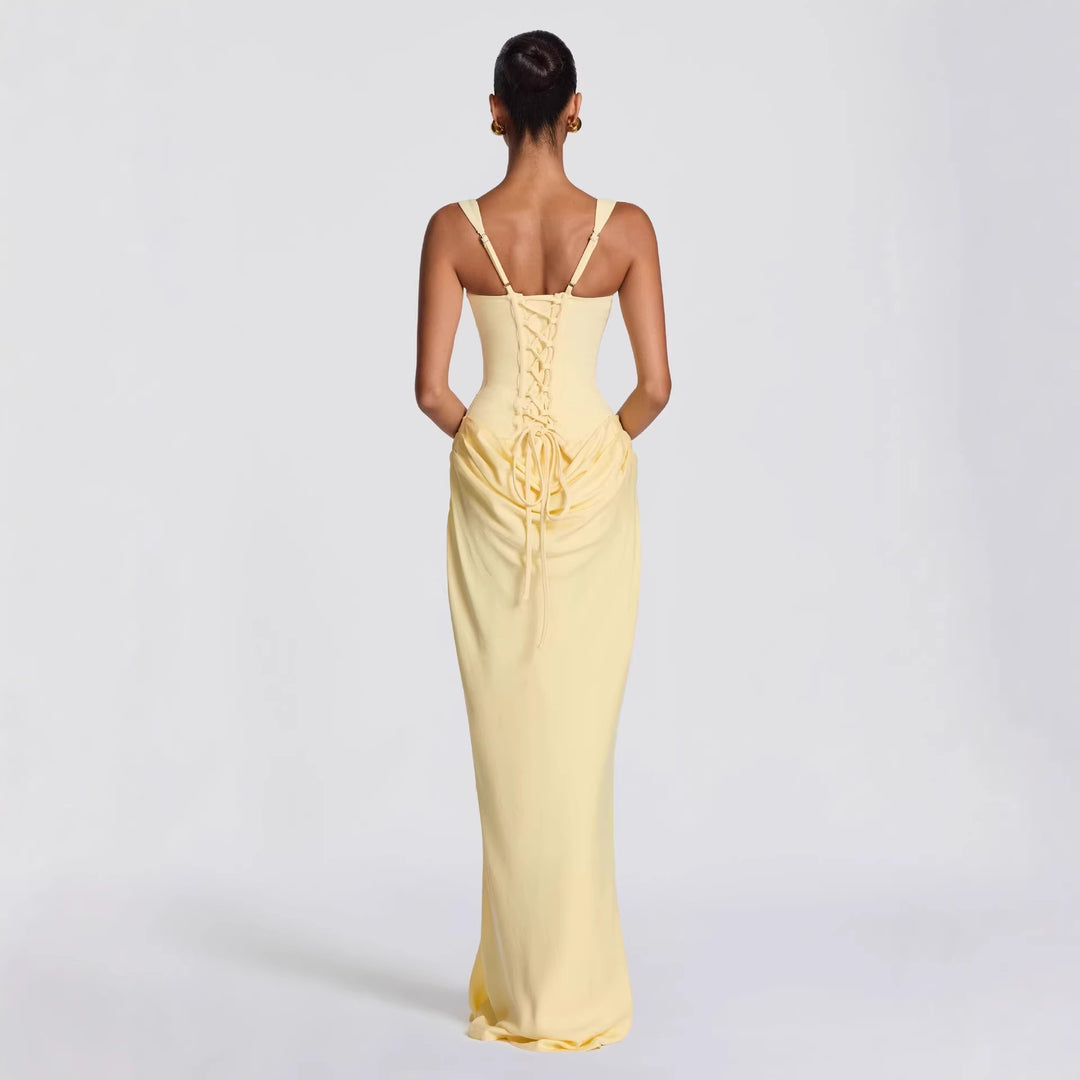 Damen Fließendes Maxi-Kleid mit asymmetrischem Schnitt und raffiniertem Drapé EB