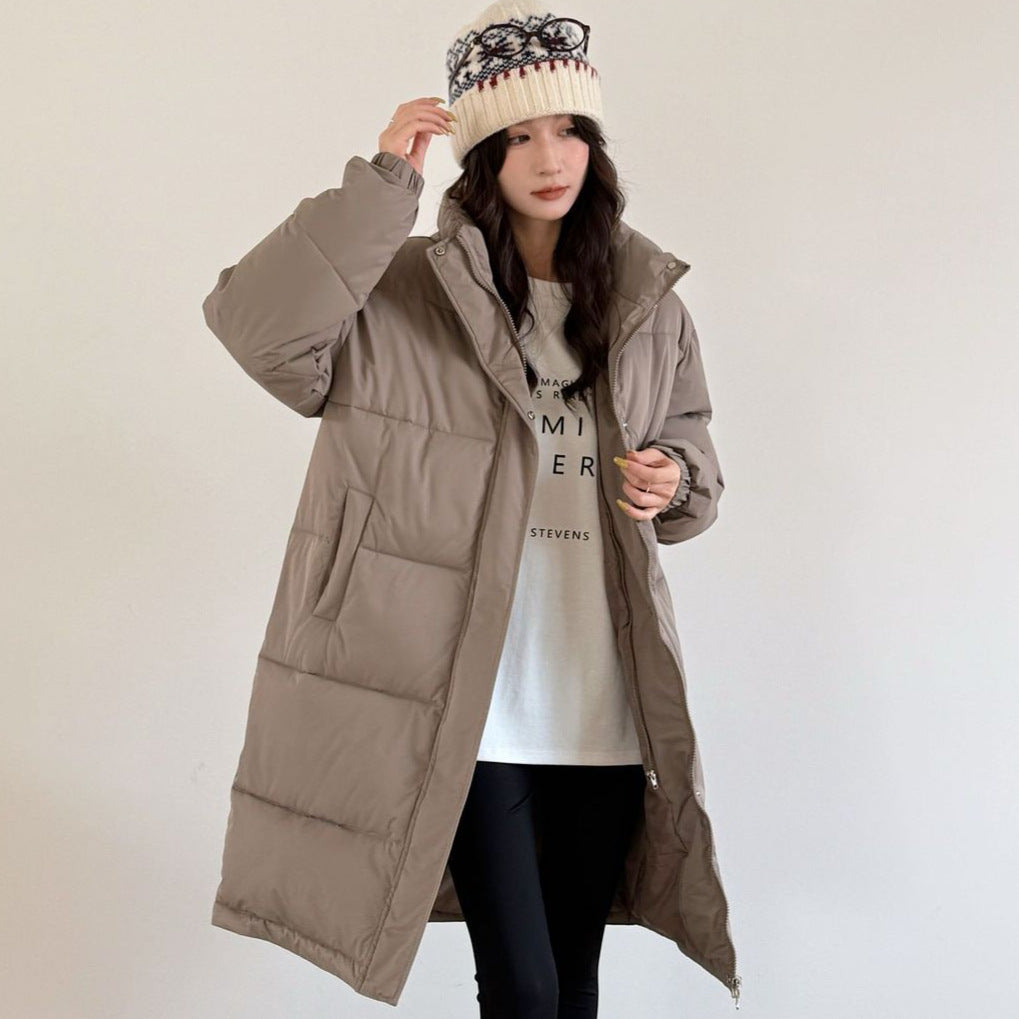 Damen Eleganter gefütterter Winterparka mit Plüschkragen und praktischen Taschen EB