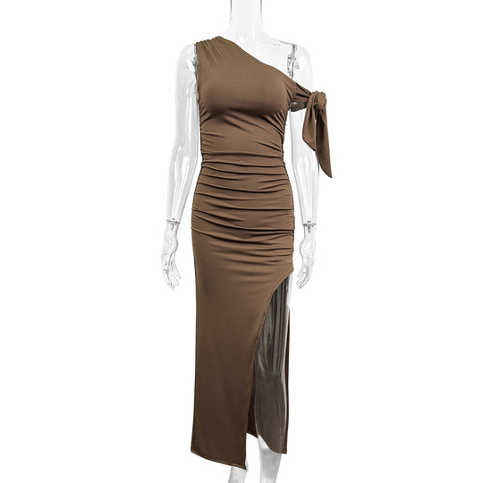 Damen Elegantes Wickelkleid mit asymmetrischem Schnitt und schickem Rüschendetail EB