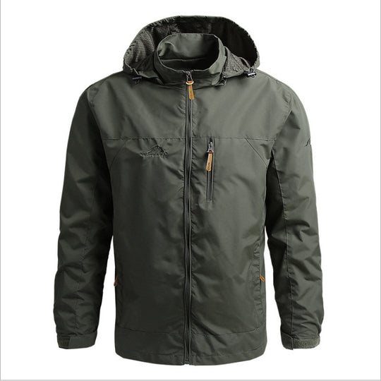 Herren Atmungsaktive Softshell Outdoorjacke mit verstellbarer Kapuze und Reißverschlusstaschen EB