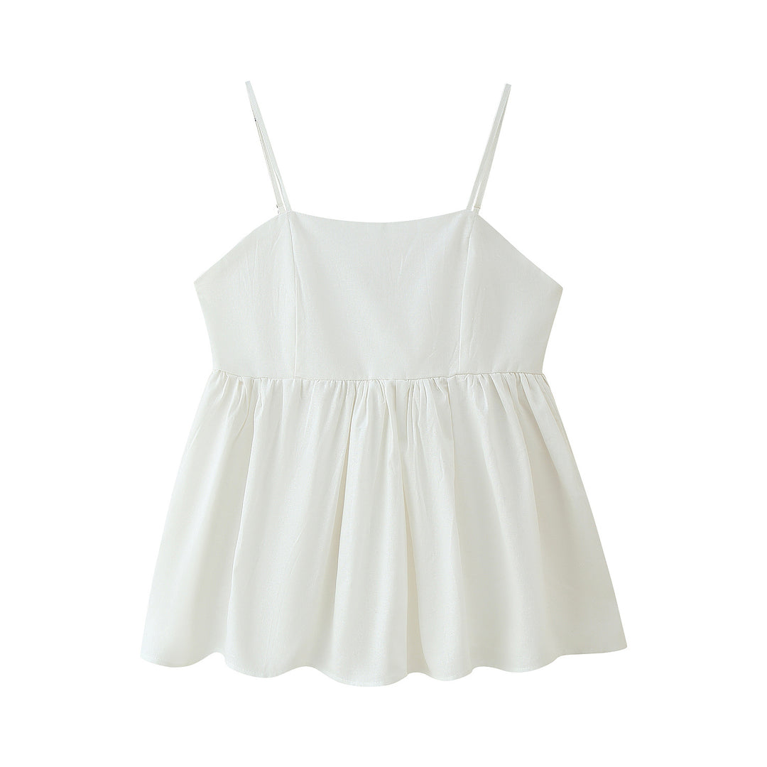 Damen Baumwoll-Pyjama-Set mit verstellbaren Spaghetti-Trägern und elastischem Bund EB