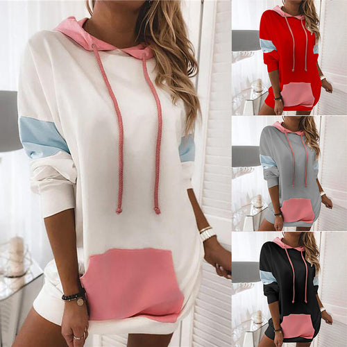 Damen Kapuzenkleid in sportlichem Design mit praktischen Taschen EB