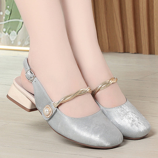 Damen Sling-Schuhe mit modischem Riemendesign und elegantem Blockabsatz EB